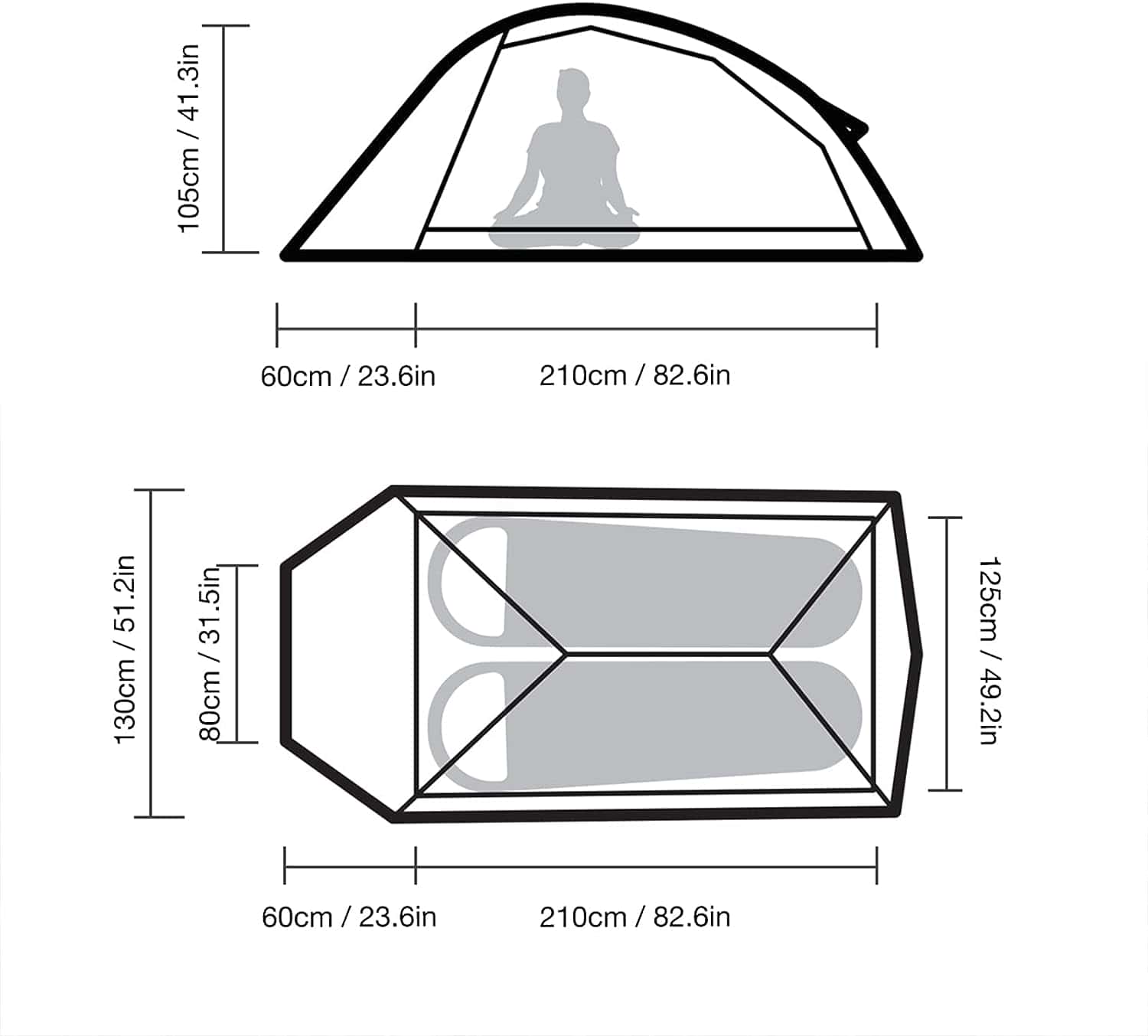 Naturehike Cloud Up 2 Person Tent Dimensions