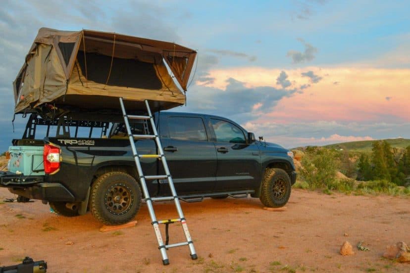 Roof Top Tent with ladder on a Toyota Tundra